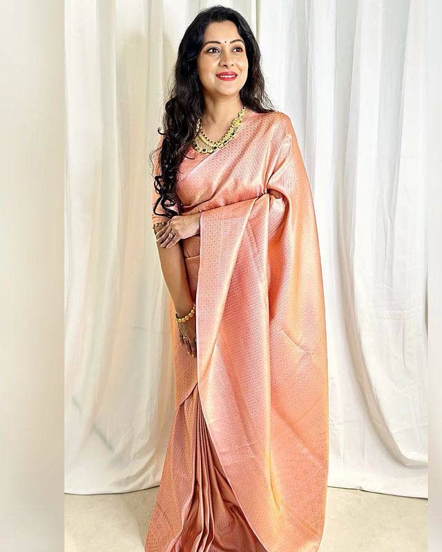 Rose Dream Pure Banarasi with Copper Zari Soft Silk & Luxurious Brocade Design