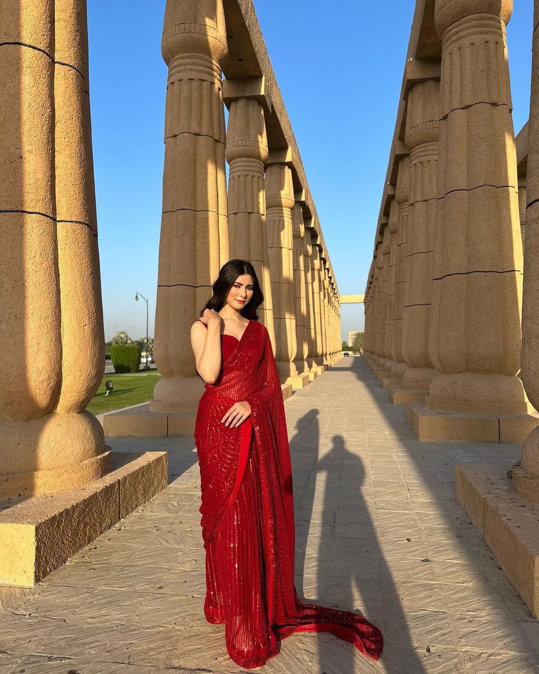 Embellished Red Color Embroidery Work Saree