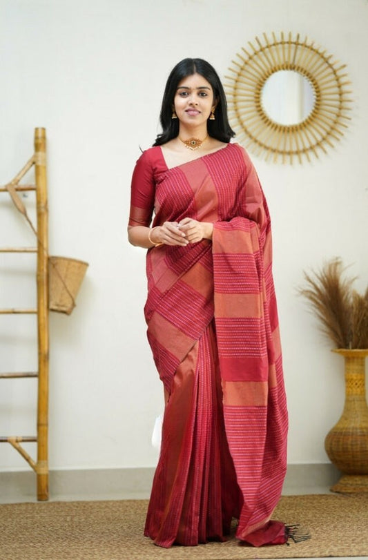 Demanding Soft Banarasi Silk Red  Color Saree
