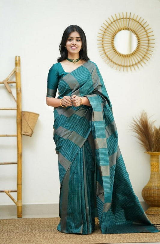 Demanding Soft Banarasi Silk Green Color Saree
