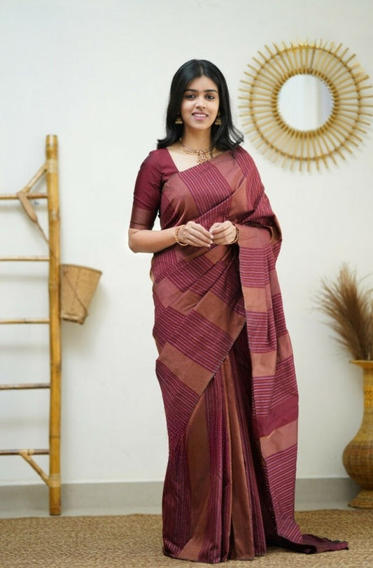 Demanding Soft Banarasi Silk Maroon Color Saree