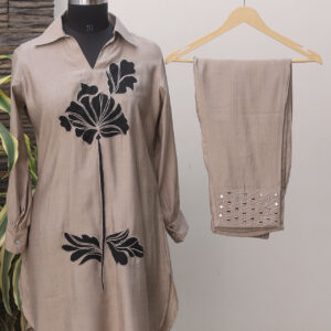 Faun Silk Embroidered Co-ord Set with Patchwork Detailing