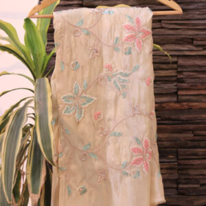 Dyeable Hand Embroidered Tissue Fabric