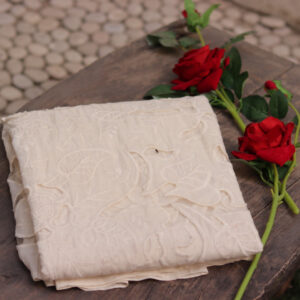 Dyeable Cotton Cutwork Designer Fabric – Customizable Elegance