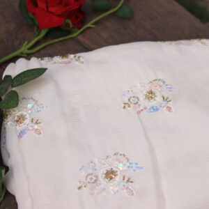 Dyeable Hand-Embroidered Chinon Fabric