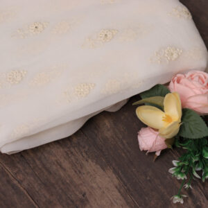 Dyeable Chinon Fabric with Hand Embroidered Thread Work