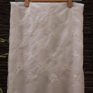 Dyeable Embroidered Organza Fabric – Elegant, Sheer & Customizable