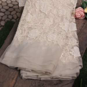 Dyeable Embroidered Net Fabric – Lightweight, Elegant & Customizable
