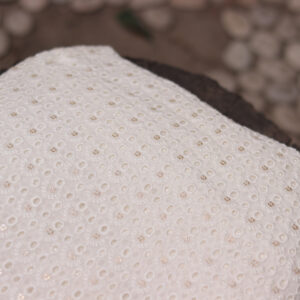 Dyeable Georgette Fabric with Hand-Embroidered Chicken Design – Elegant & Customizable