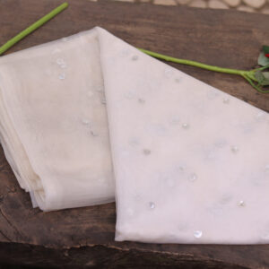 Dyeable Net Fabric with Hand Embroidery – Elegant & Customizable