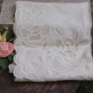 Rose Cutwork Heavy Tissue Dupatta – Dyeable Elegance